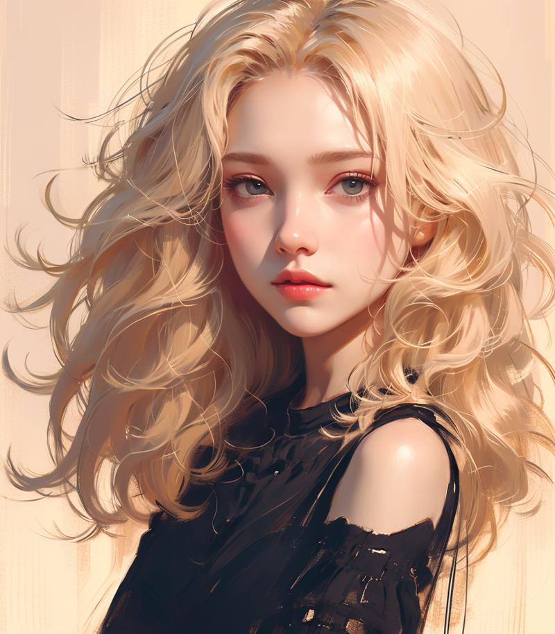 00243-1159391614-a drawing of a blonde woman with long hair and a black shirt on a white background with a light brown background,_lora_日系模特_0.75.png